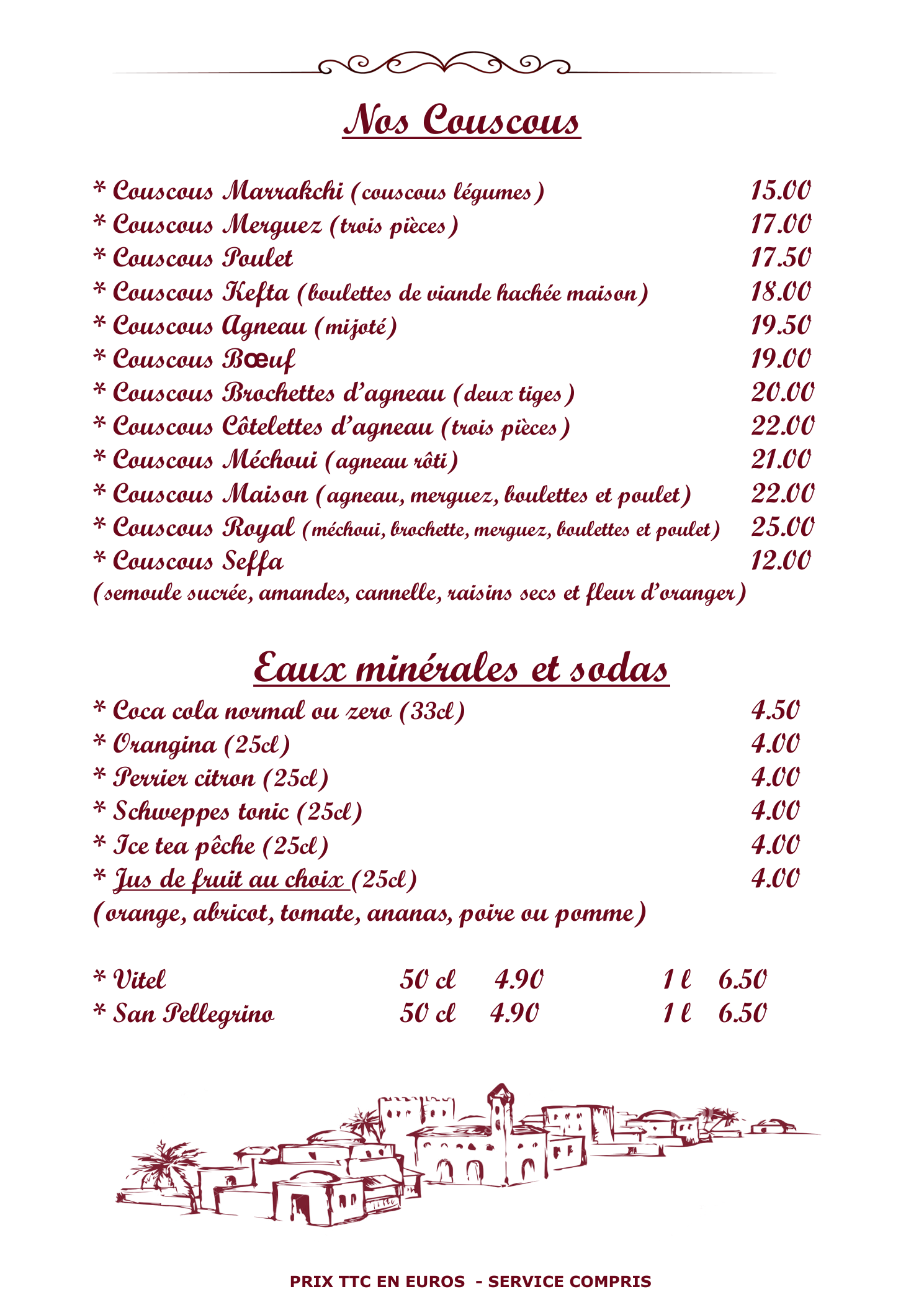 Couscous et boissons
