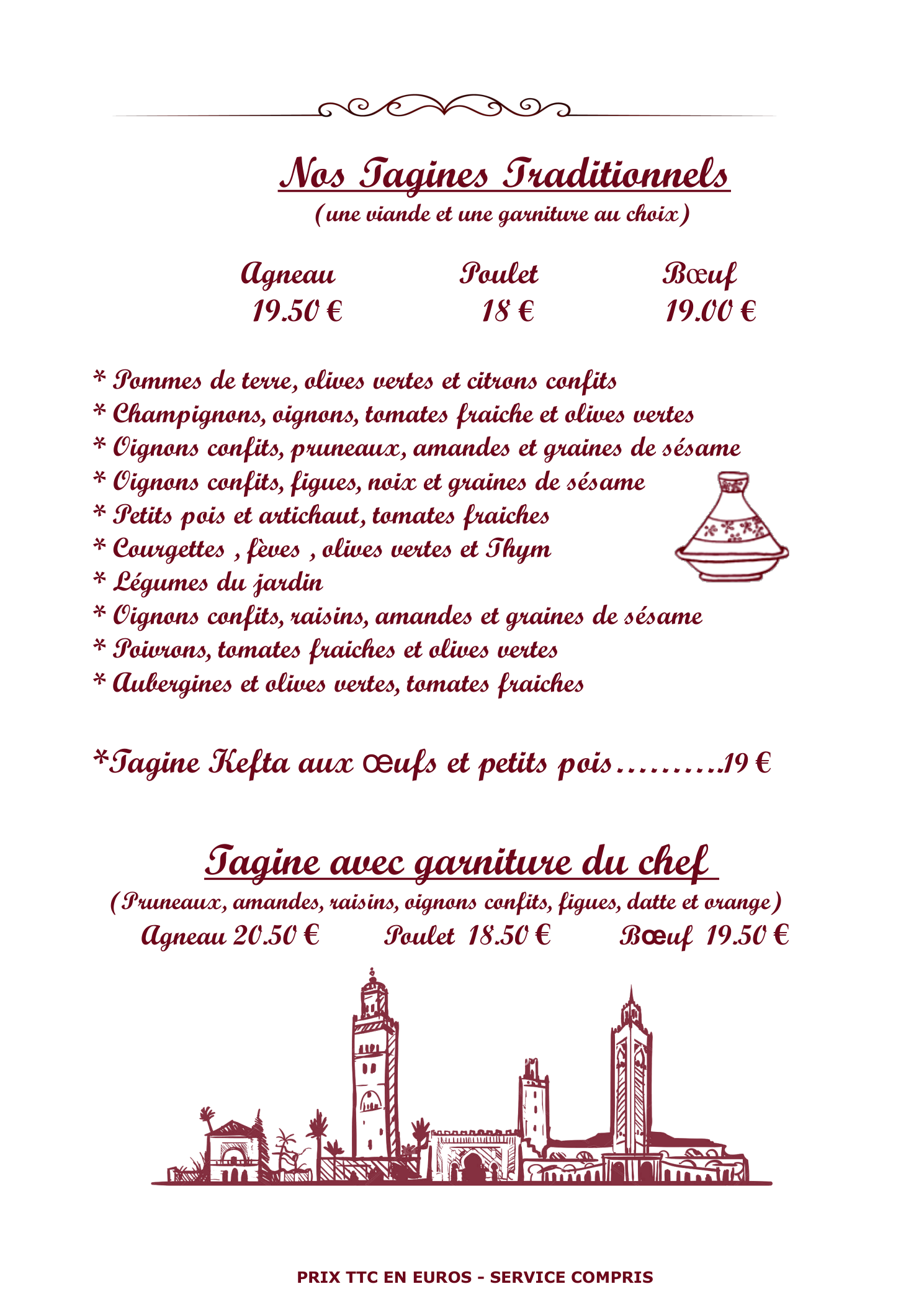 Nos tagines traditionnels